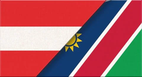 Double flag of Austria and Namibia on fabric texture. 3D illustration Stock Illustration