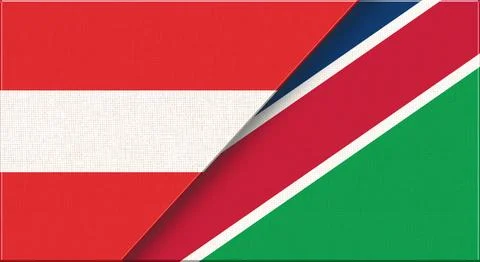 Double flag of Austria and Namibia on fabric texture. Flag of Austria and Nam Stock Illustration