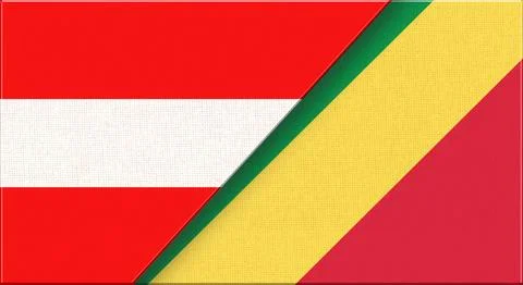 Double Flag of Austria and Republic of the Congo on Fabric Texture. Stock Illustration