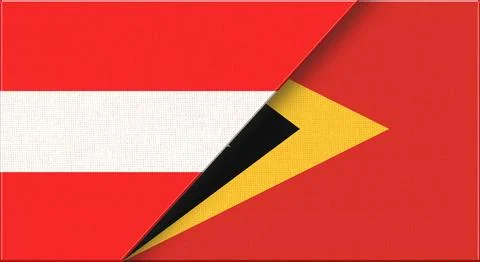 Double Flag of Austria and Timor-Leste on Fabric Texture. Stock Illustration