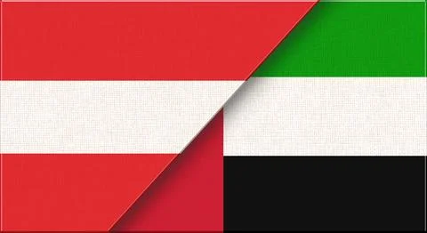 Double flag of Austria and United Arab Emirates on fabric texture Stock Illustration
