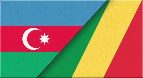 Double Flag of Azerbaijan and Congo on Fabric Texture. Stock Illustration