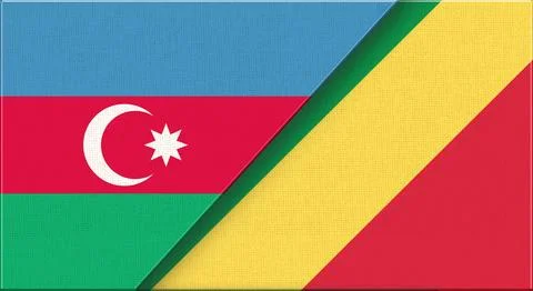 Double Flag of Azerbaijan and Congo on Fabric Texture. Stock Illustration