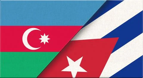 Double Flag of Azerbaijan and Cuba on Fabric Texture. 3D illustration Stock Illustration