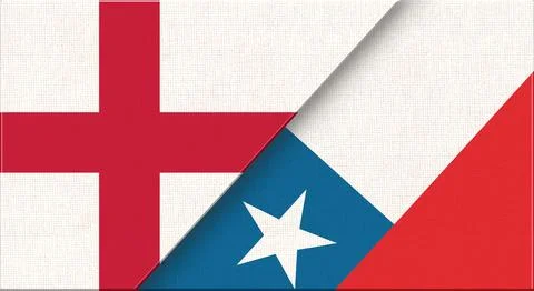 Double flag of England and Chile on fabric texture - 3D illustration Stock Illustration