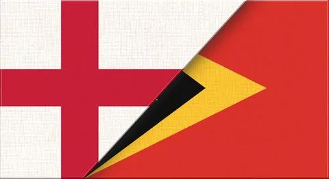 Double flag of England and Timor-Leste on fabric texture. Stock Illustration