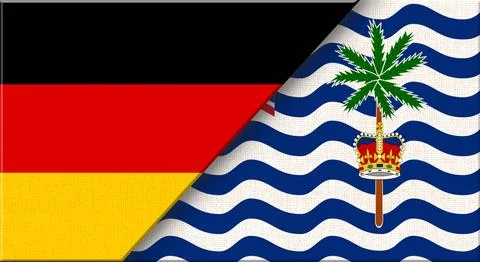 Double flag of Germany and British Indian Ocean Territory on fabric texture Stock Illustration