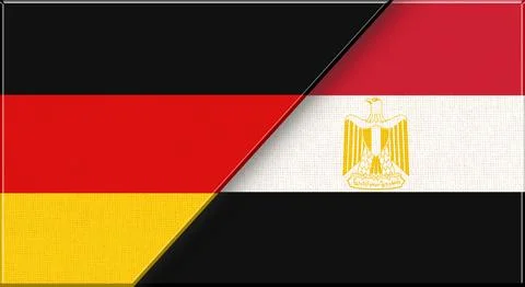 Double Flag of Germany and Egypt on Fabric Texture - 3D Illustration Stock Illustration