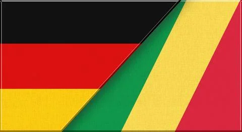 Double flag of Germany and Republic of the Congo on fabric - 3D illustration 库存插图