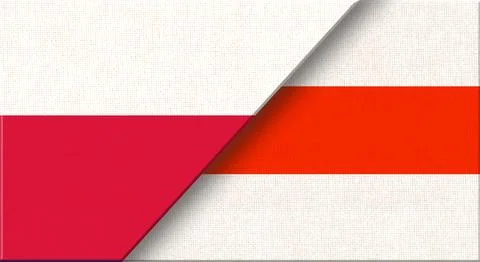 Double flag of Poland and Belarus on fabric texture - 3D illustration Illustrazione stock