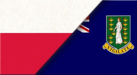 Double Flag of Poland and British Virgin Islands on Fabric - 3D Illustration Stock Illustration