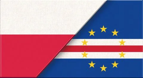 Double flag of Poland and Cape Verde on fabric texture - 3D illustration Stock Illustration