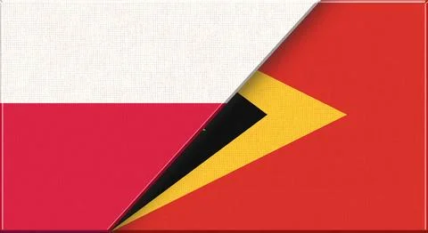 Double flag of Poland and Timor-Leste on fabric texture - 3D illustration Stock Illustration