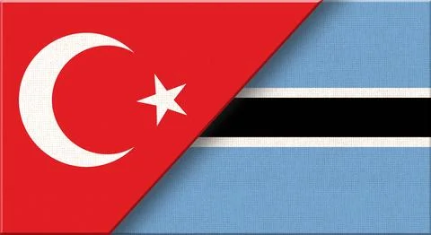 Double flag of Turkey and Botswana on fabric texture - 3D illustration Stock Illustration