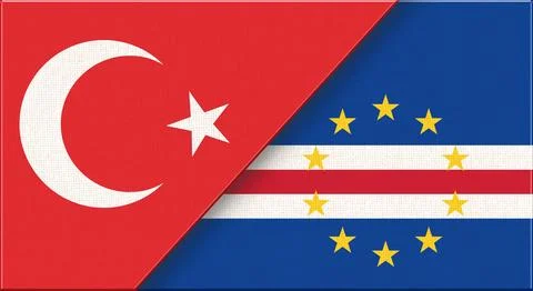 Double flag of Turkey and Cape Verde on fabric texture - 3D illustration Stock-Illustration
