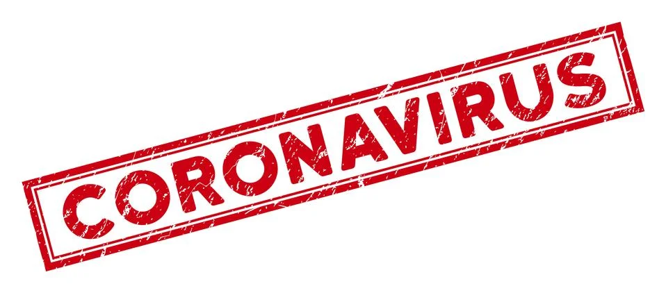 Double Framed Grunge Coronavirus Rectangular Stamp Seal Stockillustratie