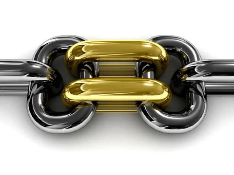 Double gold chain link. Concept 3D illustration. Stock Illustration
