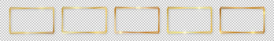 Double gold shiny rectangular frame Stock Illustration