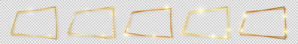 Double gold shiny rectangular frame Stock Illustration