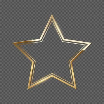 Double golden frame with star shape vector illustration. Realistic 3d elegant 스톡 일러스트