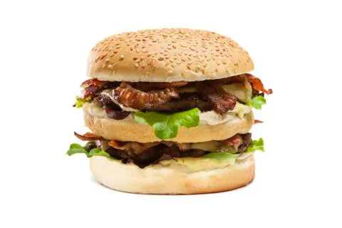 Double hamburger isolated Stock Photos