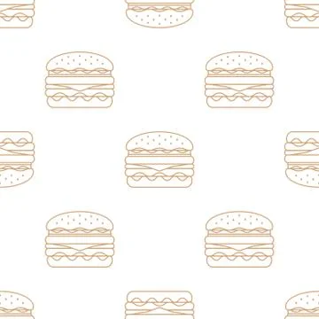 Double hamburger outline seamless pattern. Stock Illustration