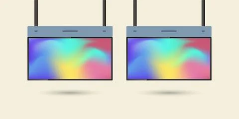 Double Hanging Large LED Screen Mock up with black realistic stand for outd.. Stock Illustration