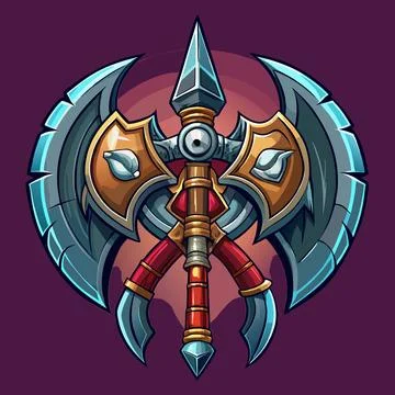 Double-Headed Battle Axe Vector Stock Illustration