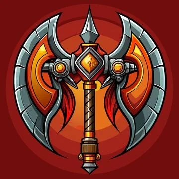 Double-Headed Battle Axe Vector Stock Illustration