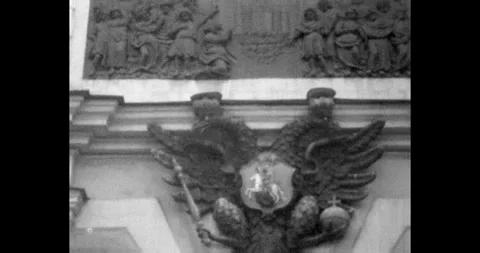 Double-headed eagle and stucco on the arch of the Peter and Paul Gate in St Stock Footage 315660538