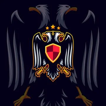 Double headed eagle badge kingdom mascot イラスト素材