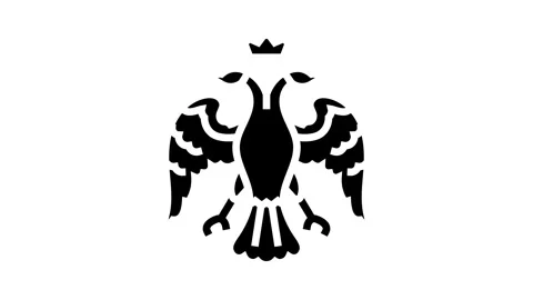 Double headed eagle byzantine glyph icon animation Stock Footage 326146295