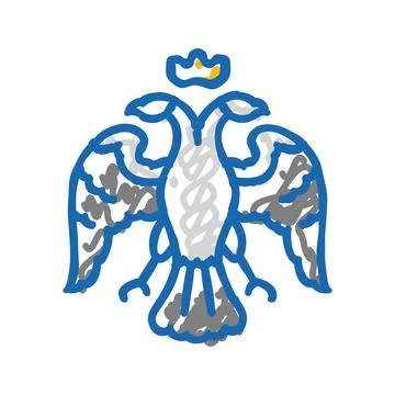 Double headed eagle byzantine icon doodle illustration Illustrazione stock