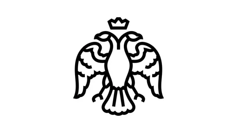 Double headed eagle byzantine line icon animation Stock Footage 326126402