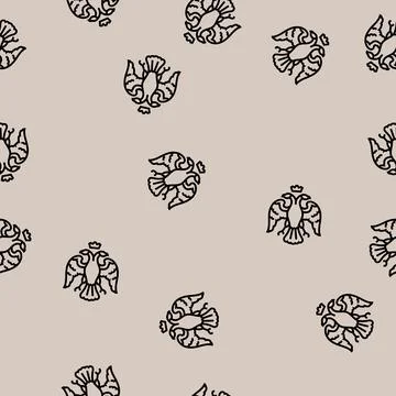 Double headed eagle byzantine line seamless pattern Illustrazione stock