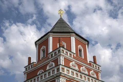 A double-headed eagle on the dome of an Bridge tower. Izmailovo manor, Moscow Stock Photos