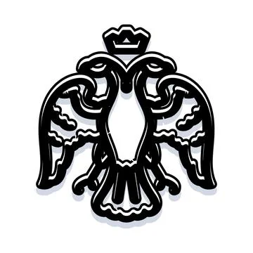 Double headed eagle emblem with crown heraldry concept Stock Illustration