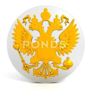 Double-headed eagle emblem. Stock Illustration