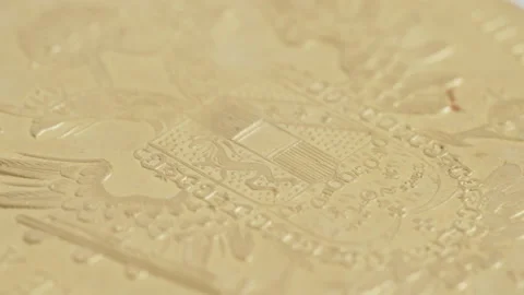Double-headed eagle side of Austrian golden ducat  4K video Stock Footage 172062634