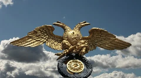Double-headed eagle on sky Stock Footage 21263894