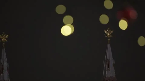 Double-headed eagle on the tower of the Kremlin in Russia on Red Square. Stock Footage 252293414