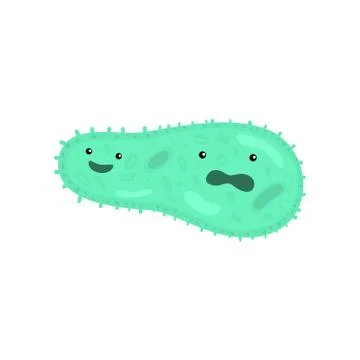 Double headed green bacterium or virus closeup isolated on white background Illustrazione stock