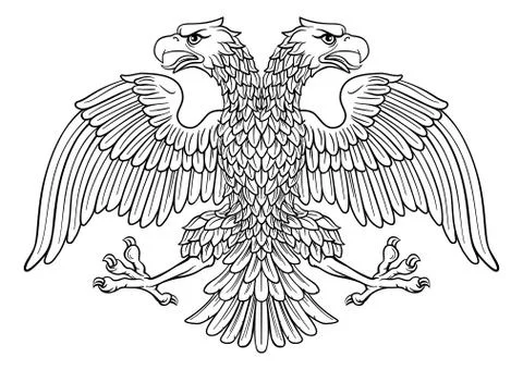 Double headed Imperial Eagle with Two Heads Stock Illustration