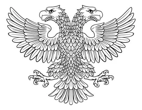Double headed Imperial Eagle with Two Heads Stock Illustration