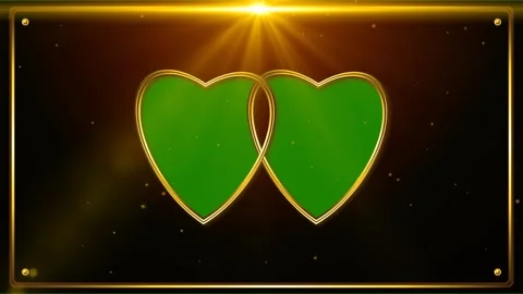 Double heart shape with starlight effect green screen background Stock Footage 297089944