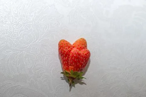 Double heart strawberry Stock Photos