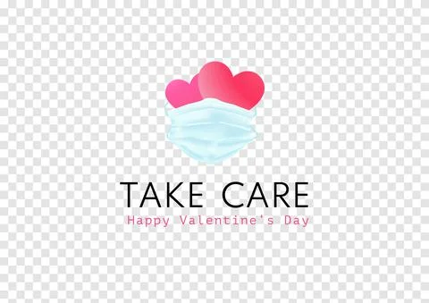 A double heart symbol with mask vector on transparency background Stock Illustration