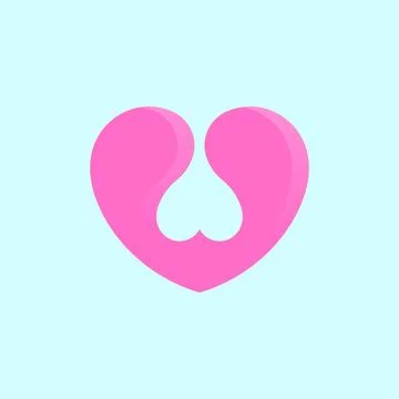 Double Heart Vector Logo. Two and Twin Pink Love Icon Design Template Stock Illustration