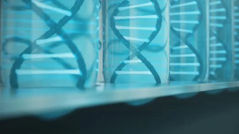 Double helical structure of DNA inside the test tube, DNA molecule, RNA. The Stock Illustration