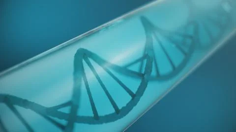 Double helical structure of DNA inside the test tube, DNA molecule, RNA. The Stock Illustration